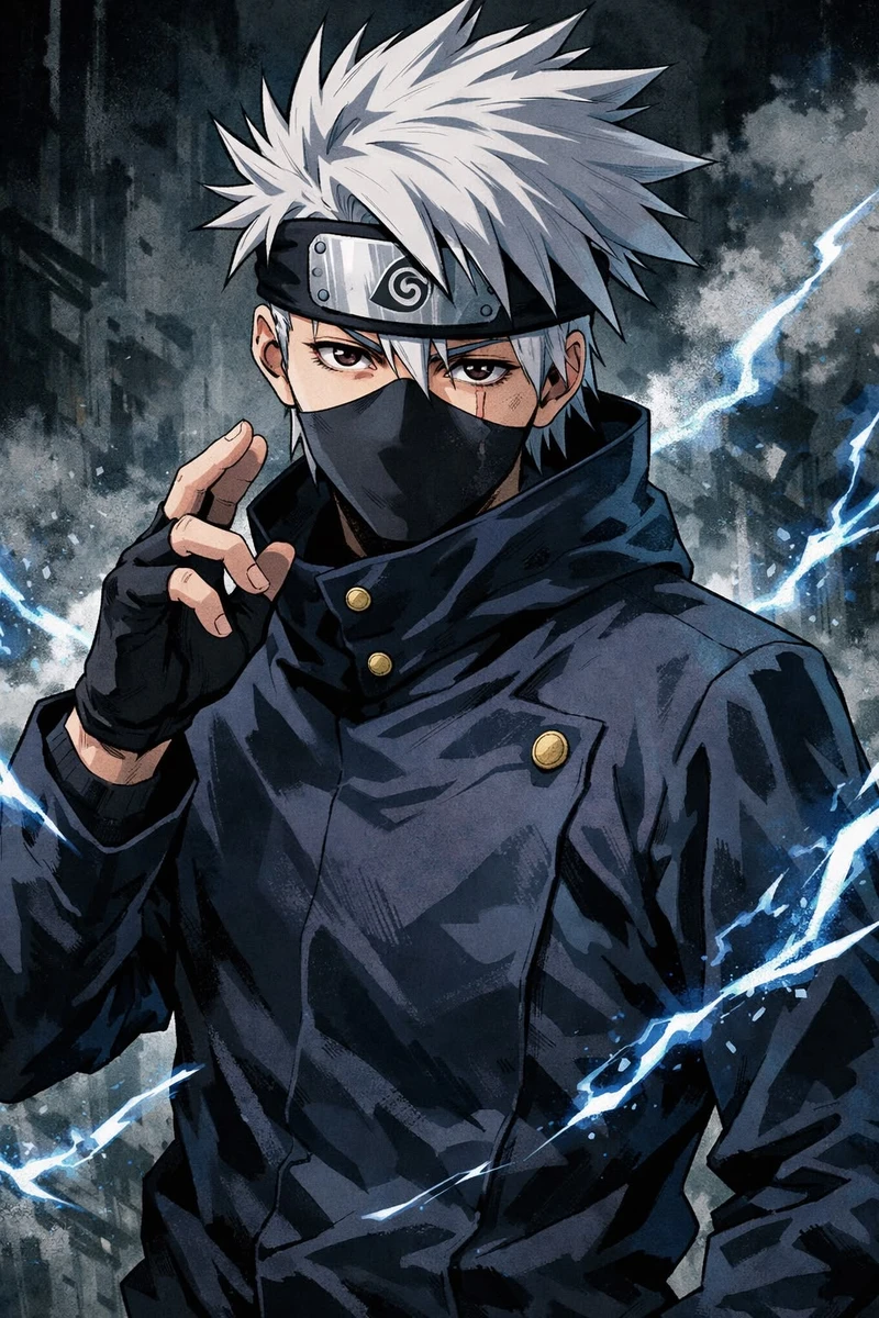 Khung hình Kakashi ngầu mang phong cách anime cuốn hút