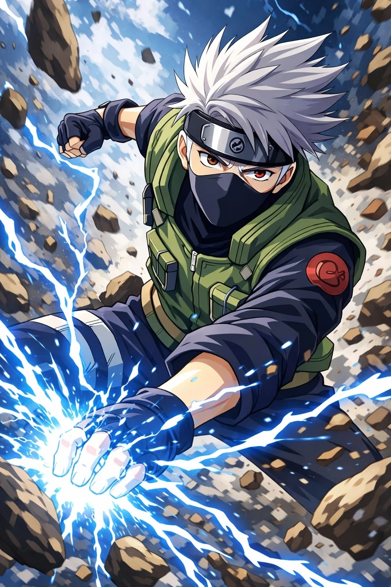 Khung hình Kakashi ngầu với thần thái lạnh lùng mạnh mẽ