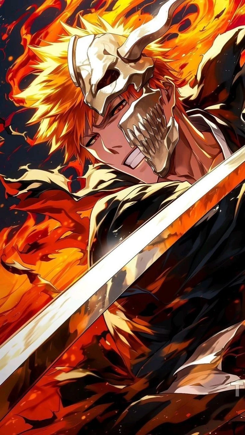 Khung hình Kurosaki Ichigo với ánh nhìn sắc lạnh cuốn hút