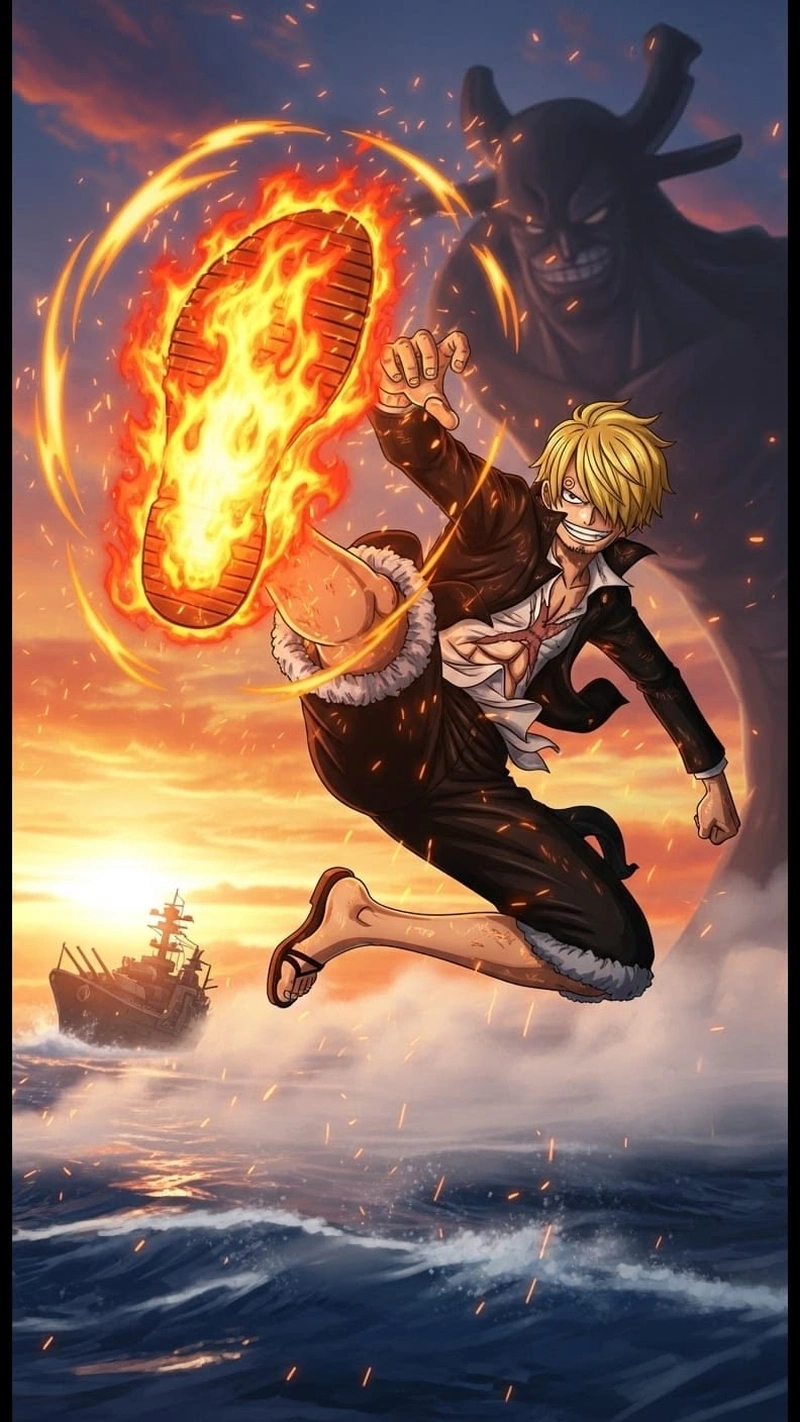 Khung hình Sanji với ngoại hình nổi bật nam tính