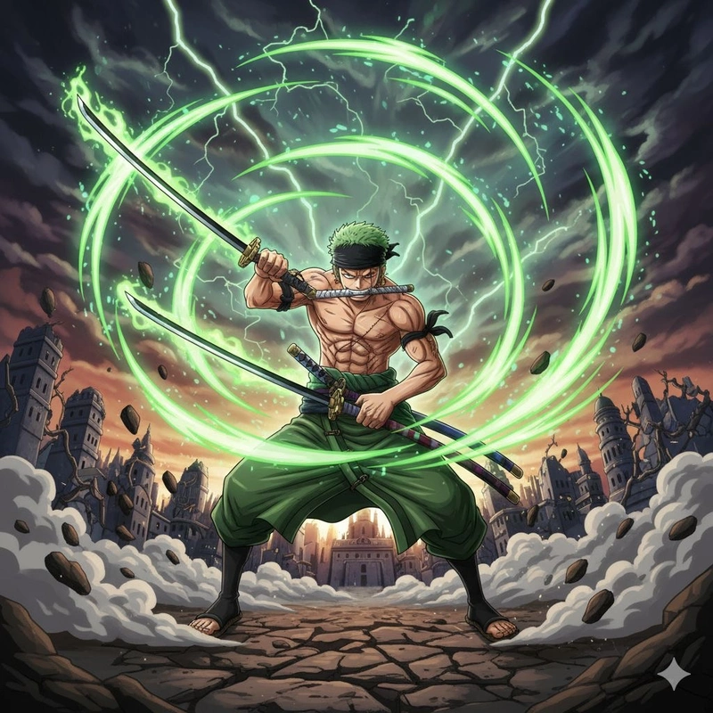 Khung hình Zoro với phong thái điềm tĩnh mạnh mẽ