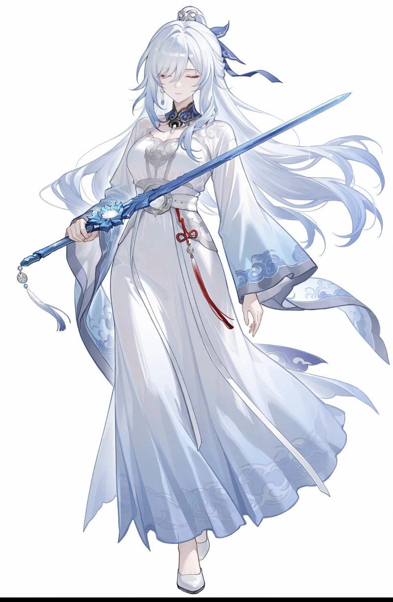 Khung hình nữ kiếm khách với tạo hình anime đẹp