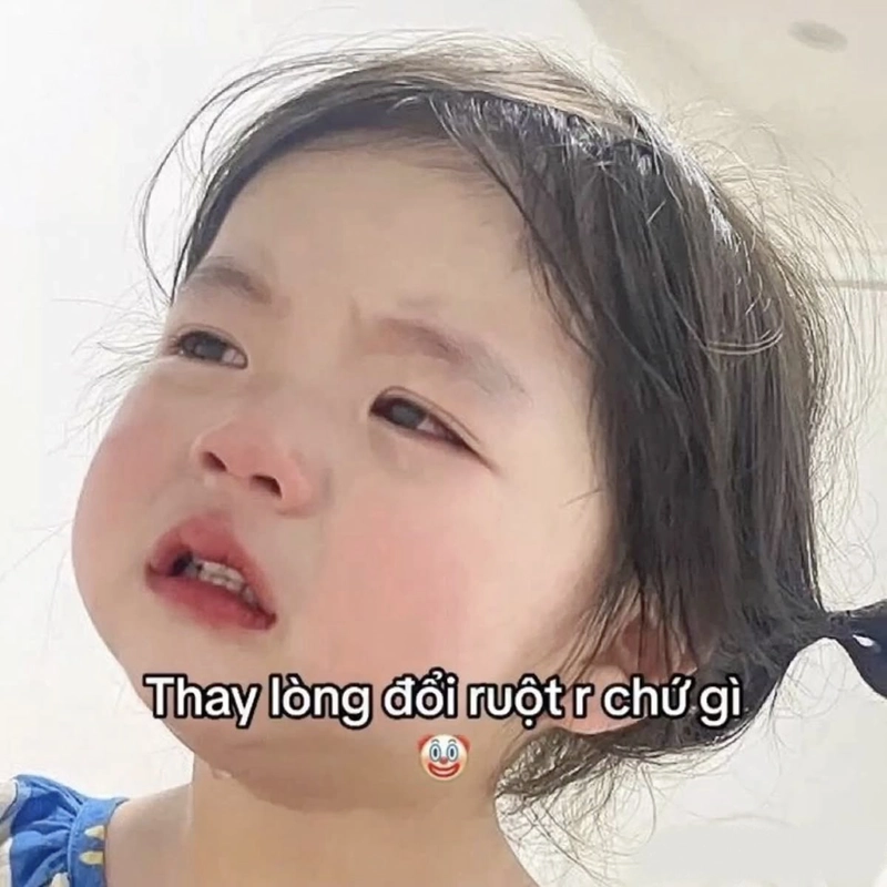 Meme tủi thân với biểu cảm buồn bã đáng thương