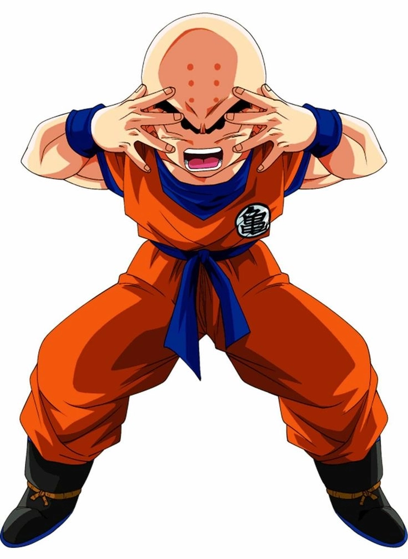 Nhân vật Krillin với nụ cười nhẹ nhàng đời thường anime
