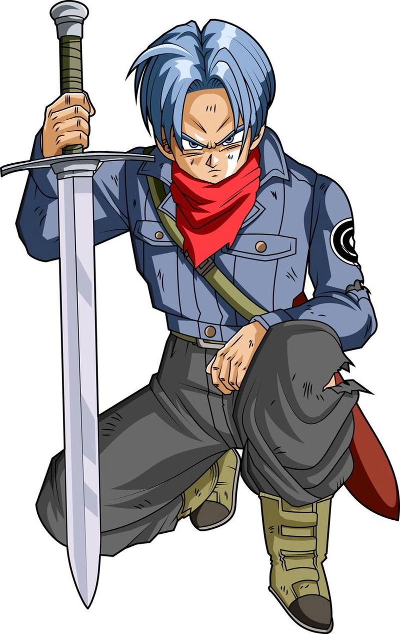 Nhân vật anime nam với kiếm dài phong cách Trunks