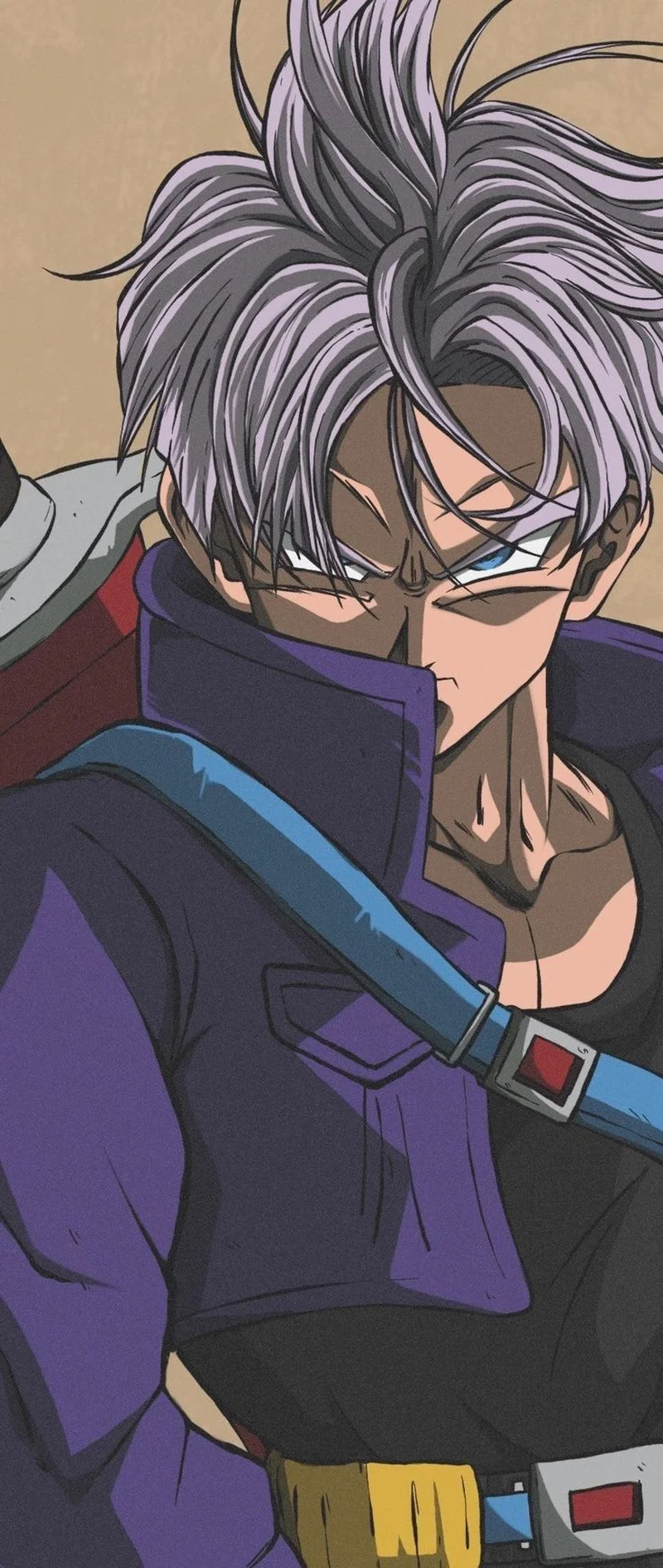 Nhân vật anime tóc tím cầm kiếm mạnh mẽ Trunks