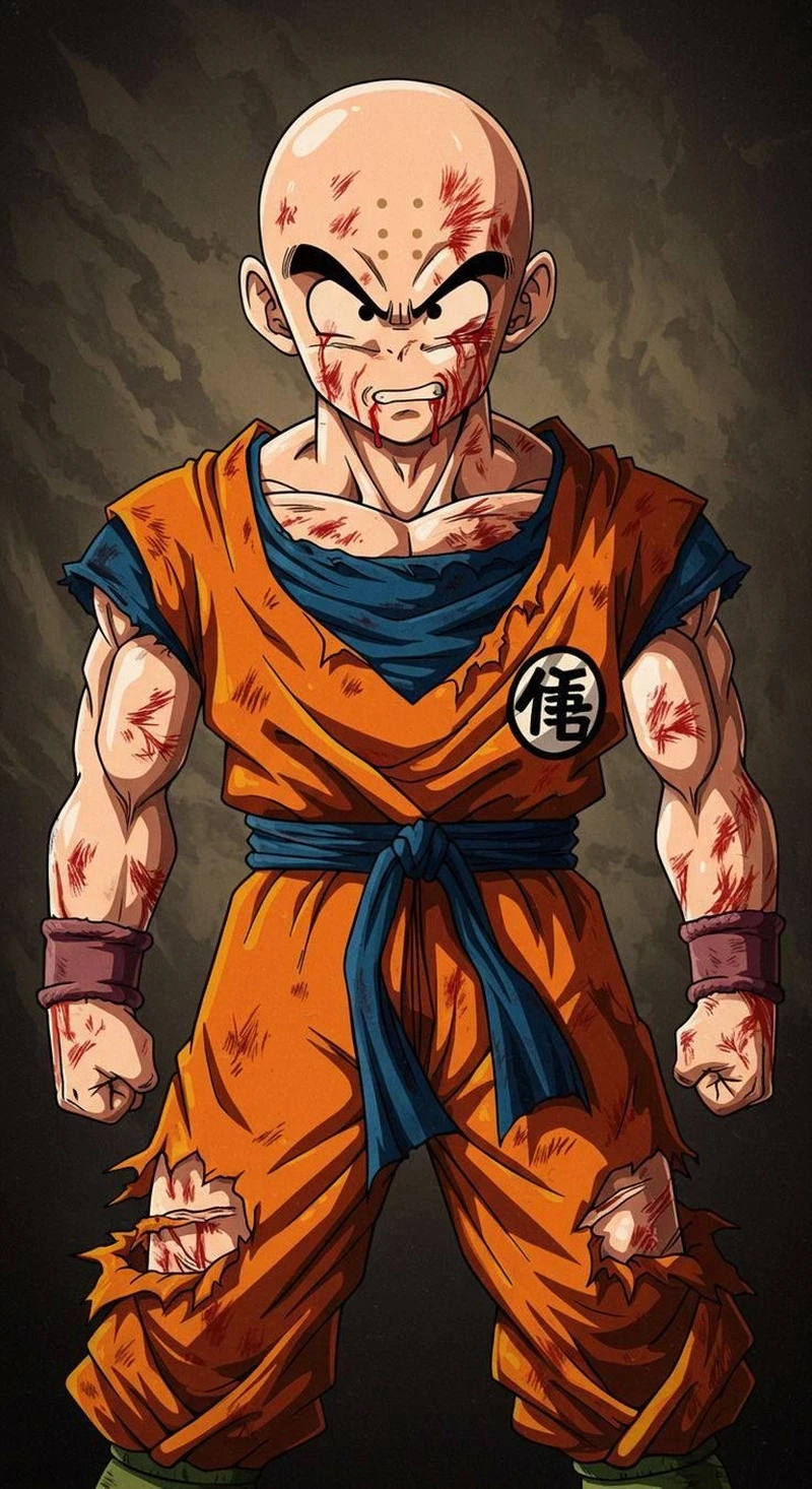 Phong cách anime hành động mạnh mẽ của Krillin Dragon Ball