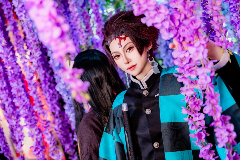 Tanjiro cosplay với thần thái quyết tâm