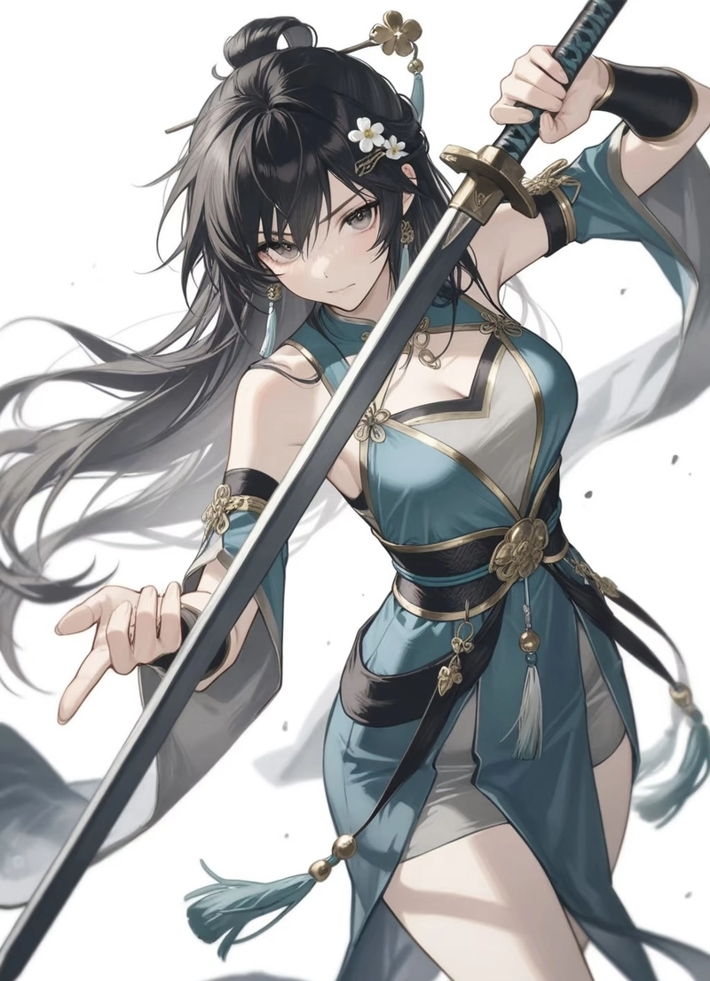 Tạo hình anime nữ cầm kiếm mang vẻ lạnh lùng cuốn hút