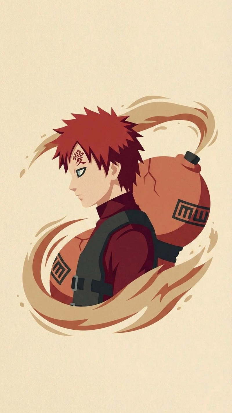 Tạo hình ninja với bình cát sau lưng Gaara anime