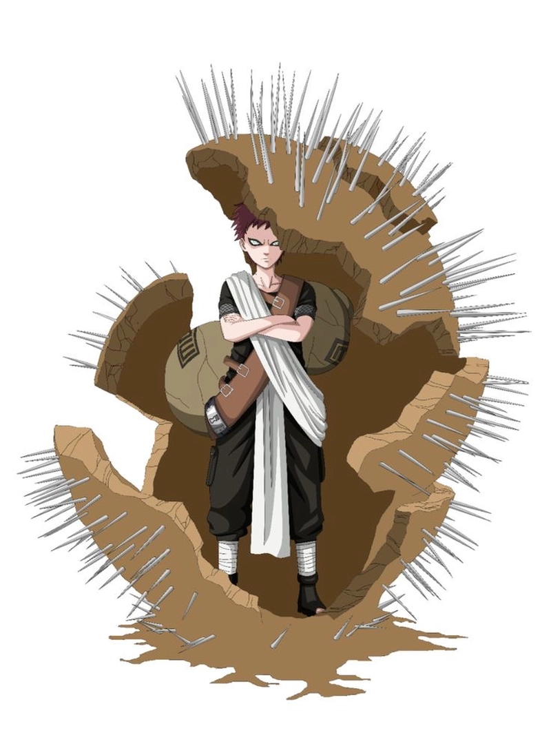 Tư thế Gaara điều khiển cát trong tranh Gaara