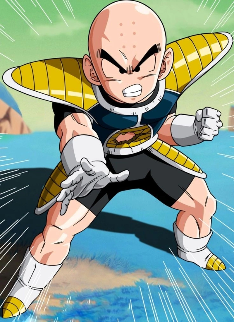 Tư thế phòng thủ kiên định của chiến binh Krillin