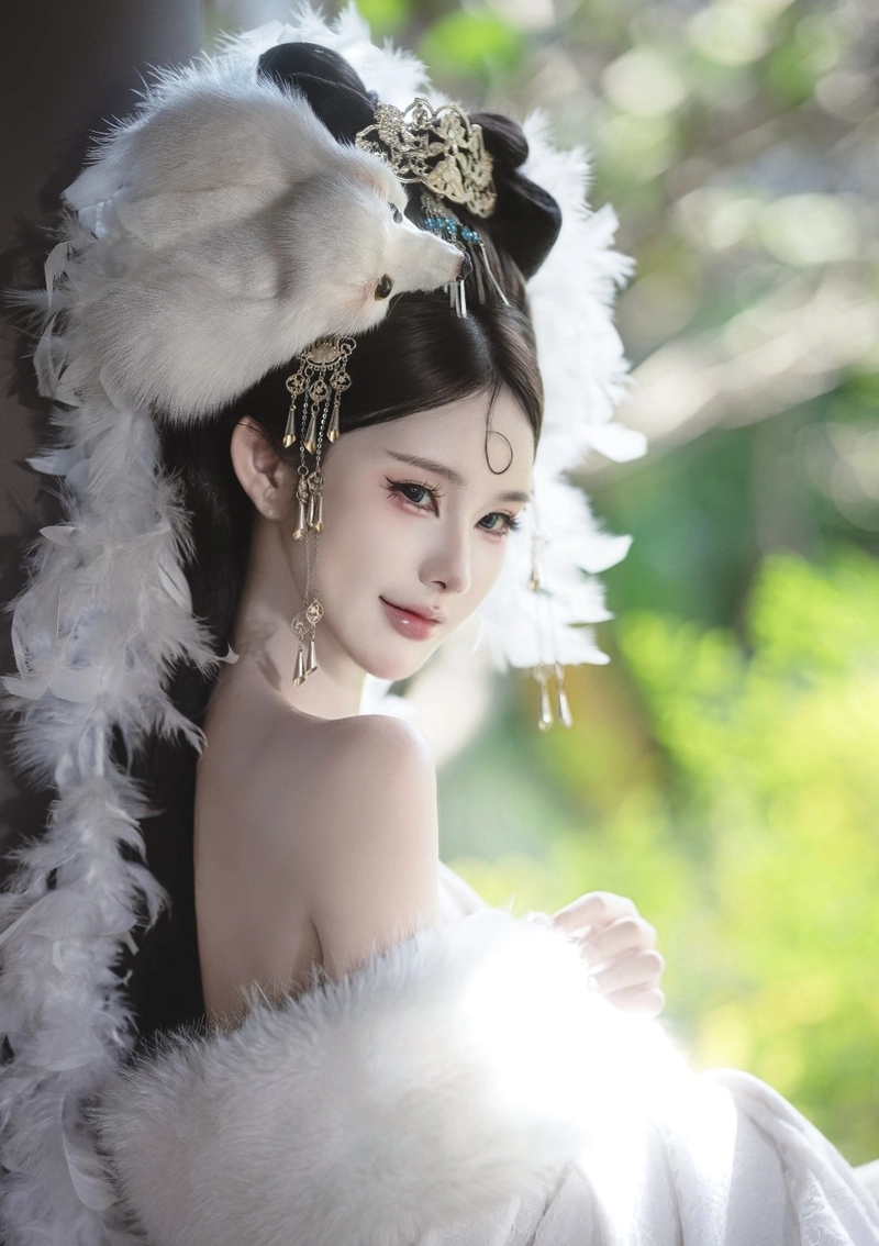 ảnh gái xinh cosplay cáo với nụ cười rạng rỡ