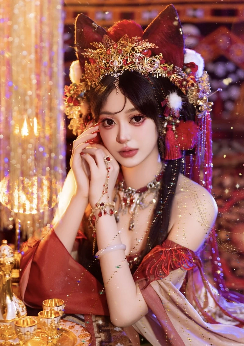 gái xinh cosplay cáo trong cung điện