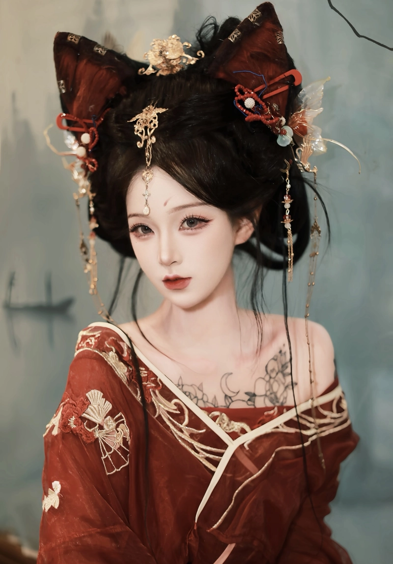 gái xinh cosplay cáo với phong cách cổ trang