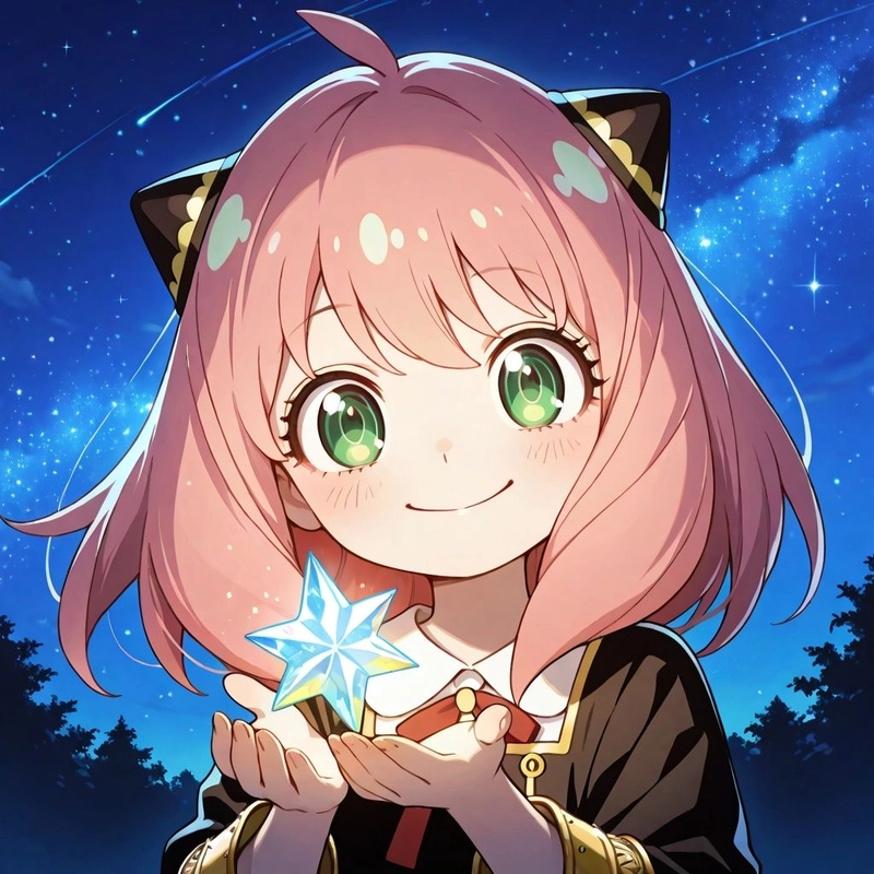 Ảnh anime Anya cười nhẹ phong cách đẹp