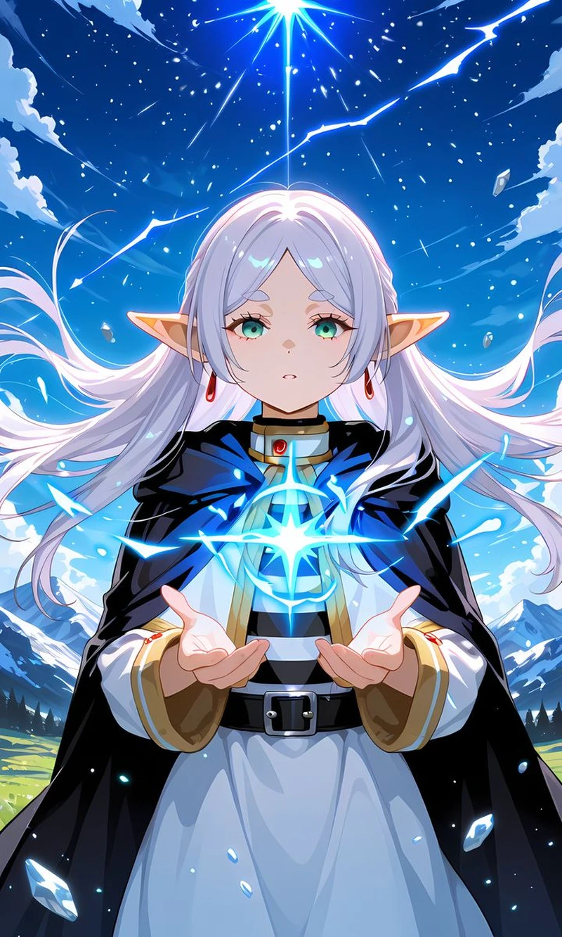 Ảnh anime Frieren với tạo hình elf cực kỳ nổi bật