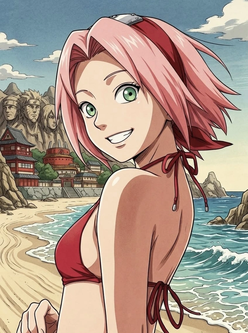 Ảnh anime Sakura trong khung cảnh thiên nhiên thơ mộng