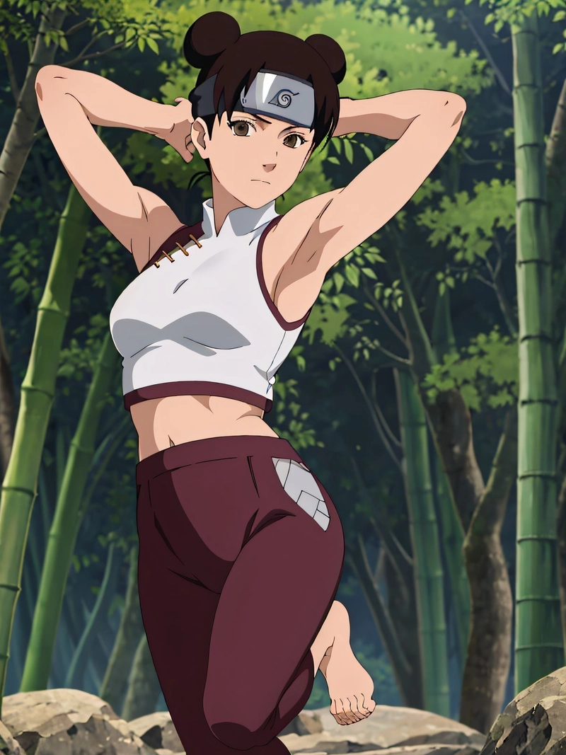 Hình ảnh Tenten anime với thần thái mạnh mẽ sắc sảo