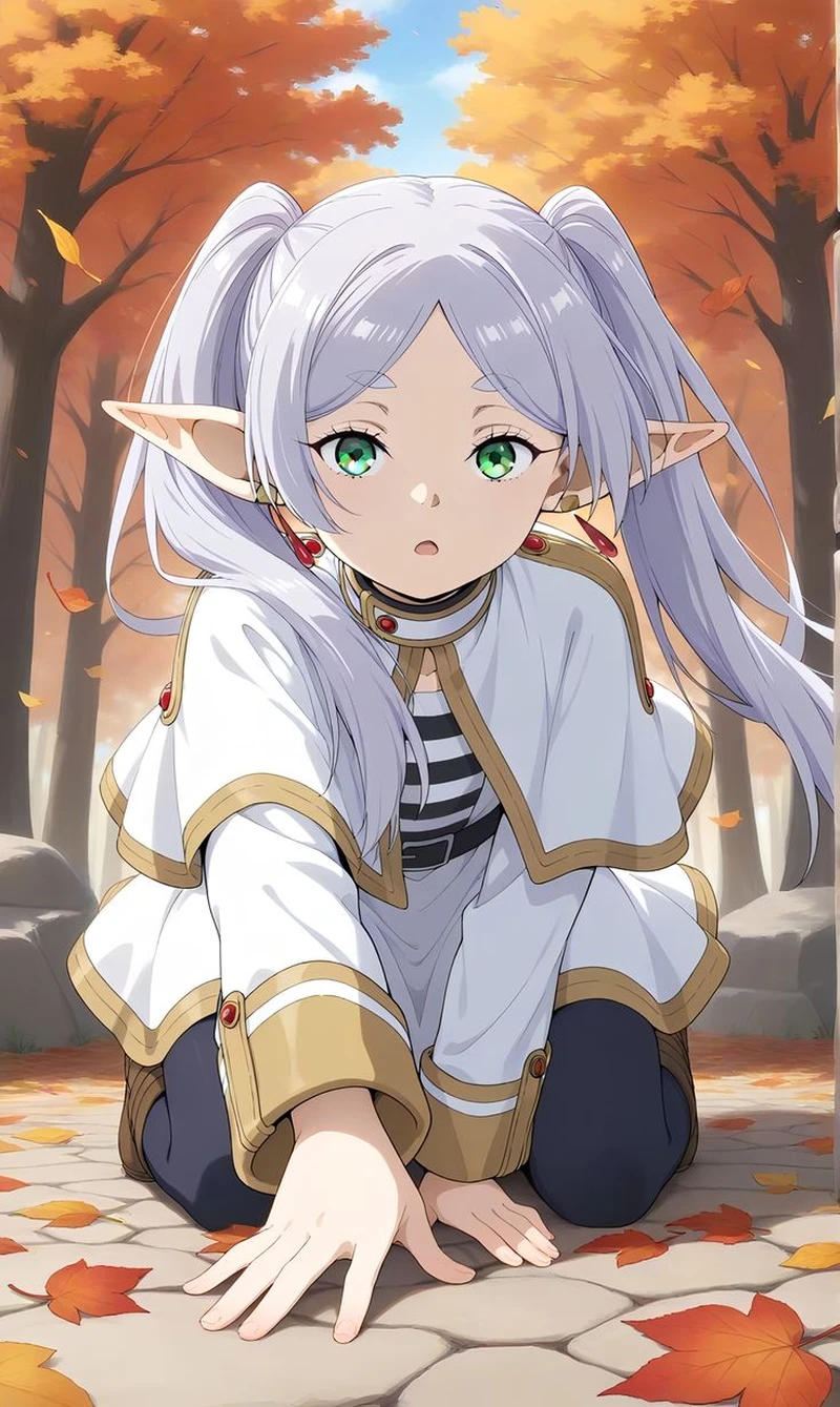 Hình ảnh anime Frieren trong cảnh dùng phép thuật đẹp mắt