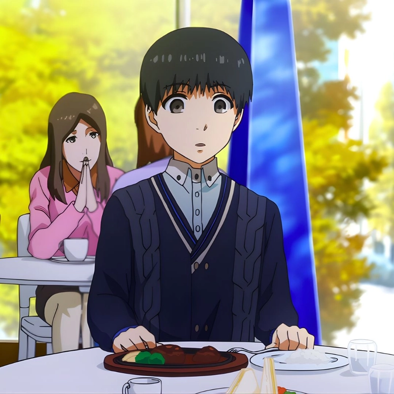 Hình anime Kaneki nét mặt tự nhiên đơn giản