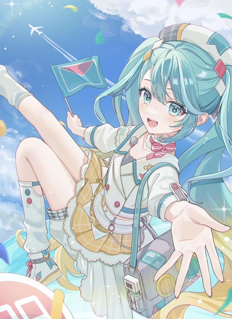 Hình anime Miku xinh đẹp đang bay