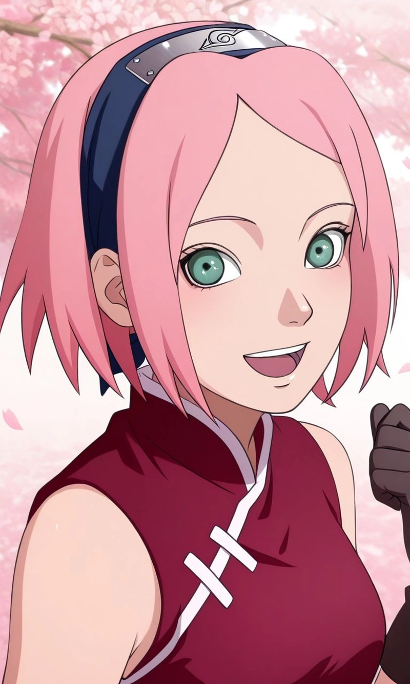 Khoảnh khắc Sakura anime cười rạng rỡ đáng yêu