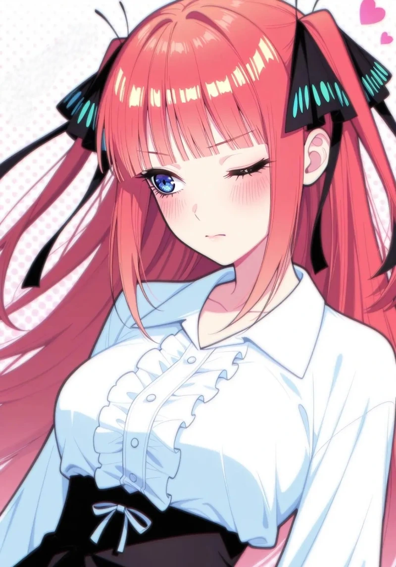Nét dễ thương của Nino Nakano trong khung cảnh anime lãng mạn