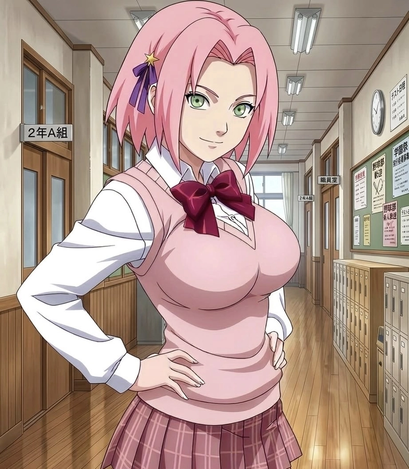 Nét vẽ nhẹ nhàng nữ sinh anime Sakura đáng yêu