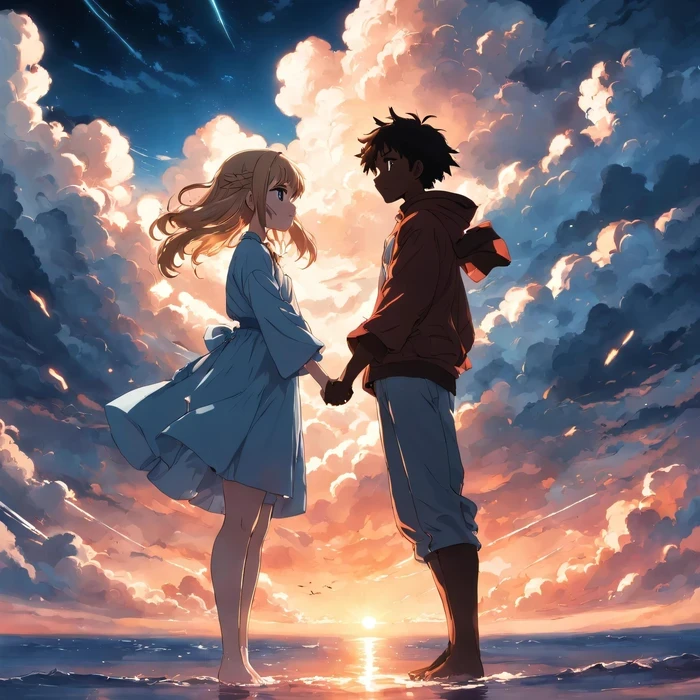 Hình nắm tay anime dịu dàng thắm thiết
