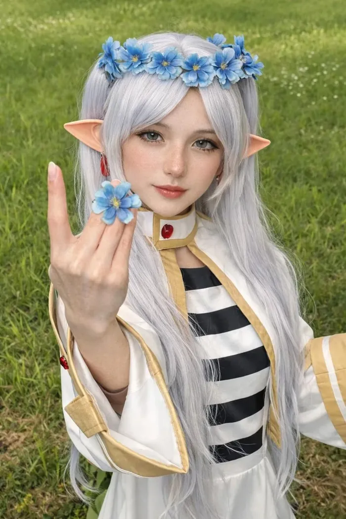 Ảnh cosplay Frieren nhẹ nhàng quyến rũ